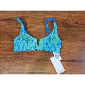 NWT Oneill Faren Popoyo Bikini Top Size S Blue & Green Floral